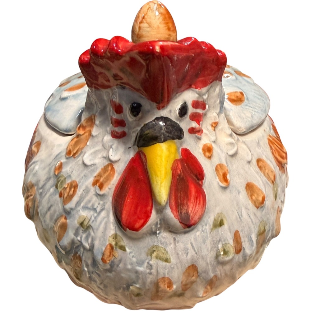 Jacques Pepin Sur La Table Chicken Sugar Bowl Lid Handcrafted Figural Vintage